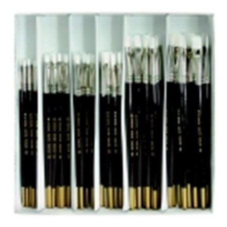 ROYAL BRUSH Royal Brush Economy Flat Paint Brush Assortment - Assorted Round Size; Brown; Pack 72 410817